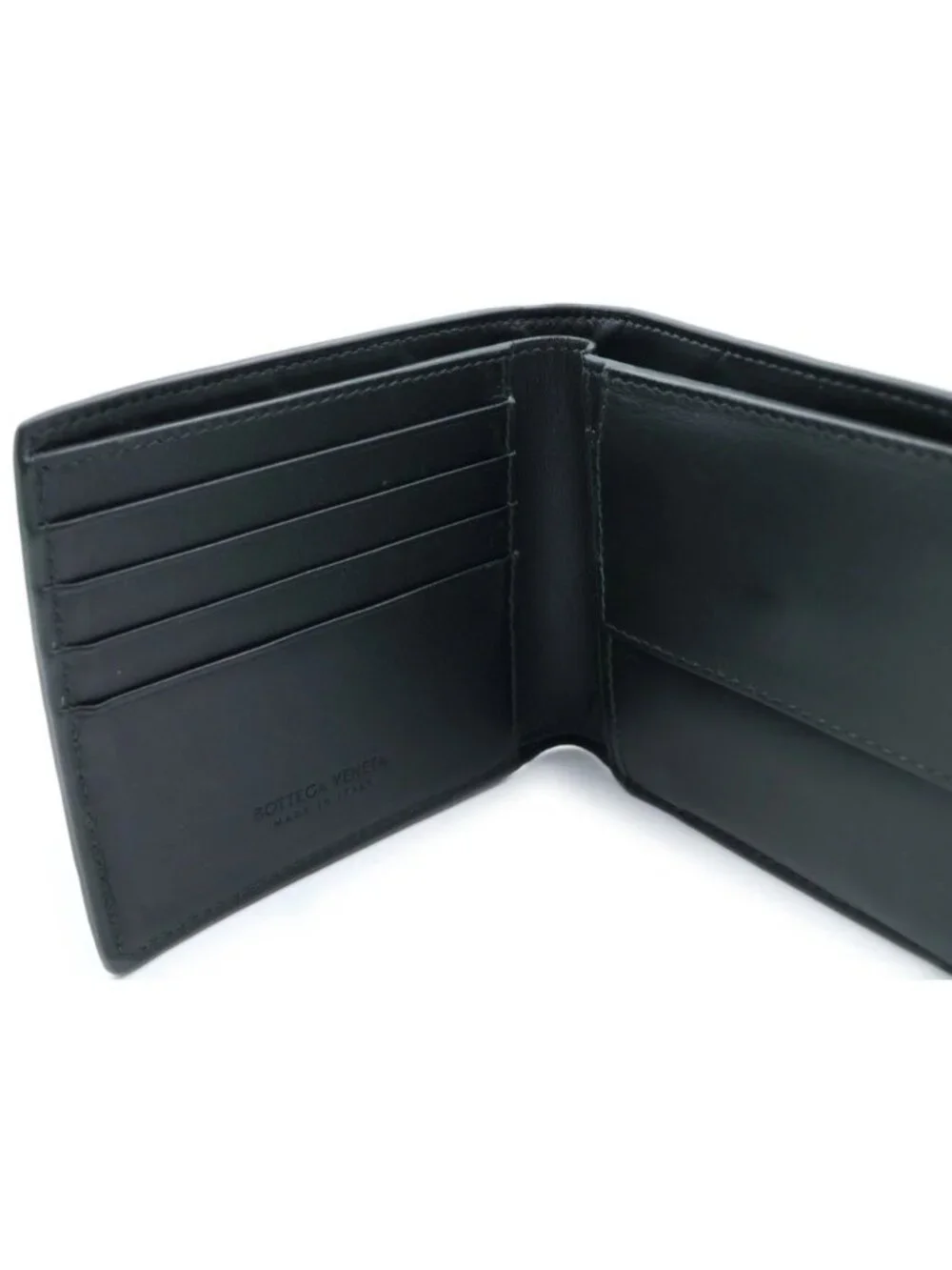Bottega Veneta Calfskin Wallet with Intrecciato Coin Purse Bifold Black